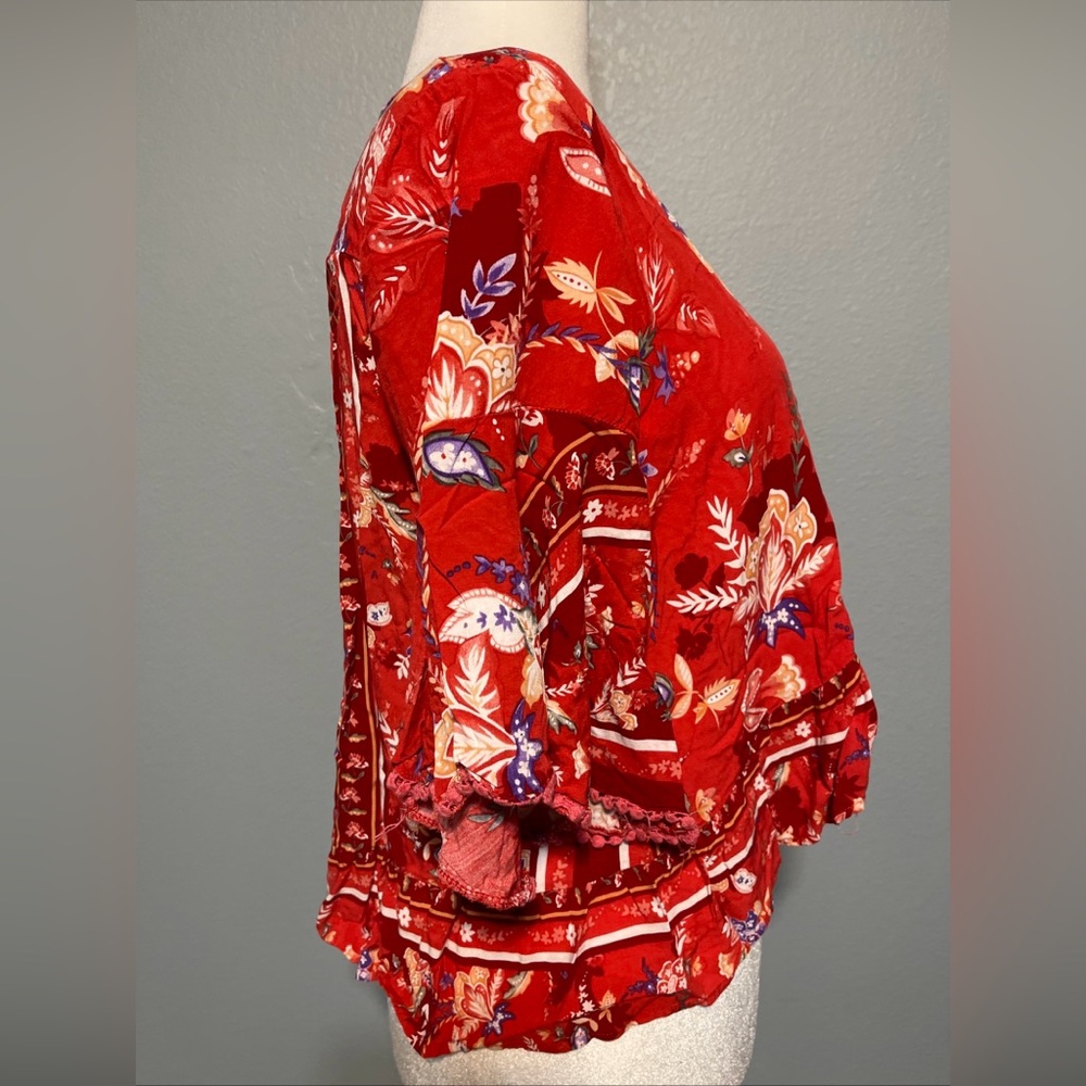 Jaase Boho Floral Tunic Top Festivalcore Coastal Cowgirl Peasant Blouse Size Sm‎ - Picture 2 of 8